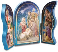 Wood Nativity/Triptych/Gold Foil Highlights   (89181)
