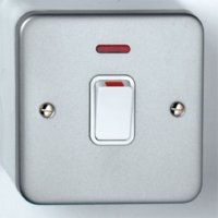 DETA METAL SURFACE METAL SWITCH DOUBLE POLE  20A  WITH NEON INDICATOR