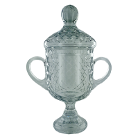 34cm Panelled Crystal Trophy with Handles&Lid