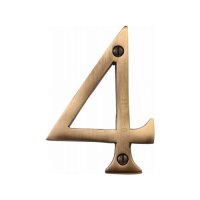 C1560-4-AT - Heritage Brass Numeral 4 Face Fix 76mm (3") Antique Brass Finish