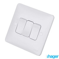 Hager Sollysta 10A Switch 3 Gang 2 Way WMPS32