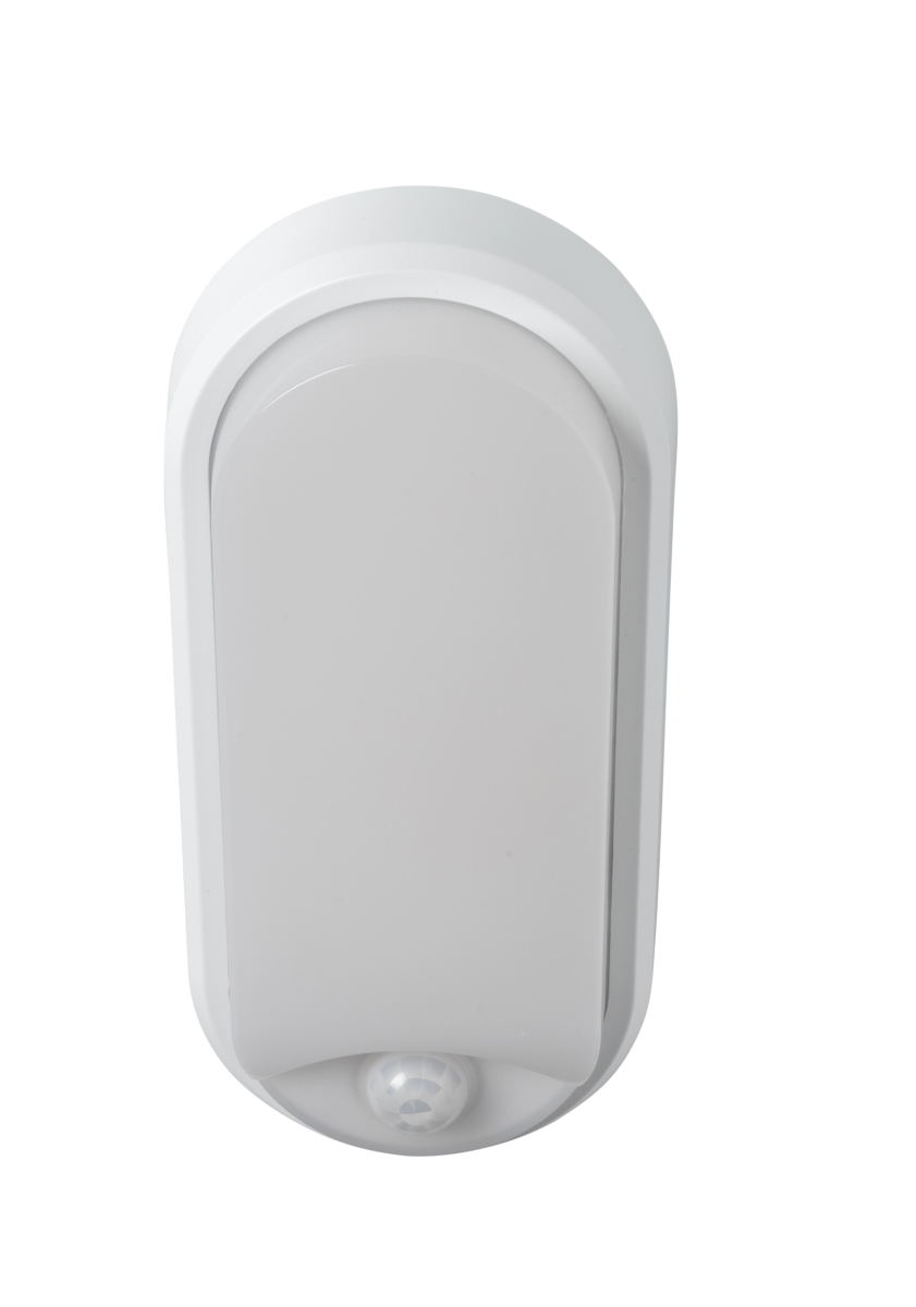 Robus Ohio 8W/12W/18W CCT IP54 Oval Bulkhead PIR with Black & White Trims