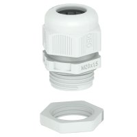 OBO Cable gland, metric thread, set with locknut, light grey M16