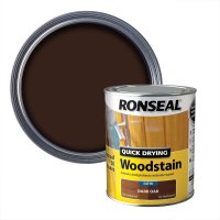 Ronseal Quick Drying Woodstain Dark Oak Tin & Swatch