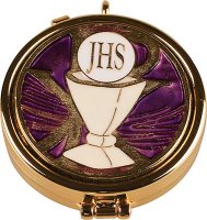 Gilt Pyx 2 inch- Enamel Motif - Chalice   (88872)