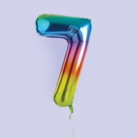 Rainbow Number '7' Foil 34" Balloon