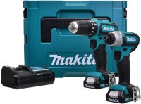 Makita CLX202AJ 10.8 V CXT Combi and Impact Driver with 2 x 2.0Ah batteries