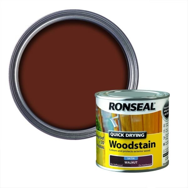 Ronseal Quick Drying Woodstain Walnut Tin & Swatch