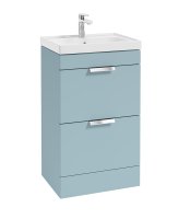 STOCKHOLM 50CM TWO DRAWER FLOOR STANDING MORNING SKY BLUE MATT VANITY UNIT - BRUSHED CHROME HANDLES