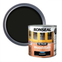 Ronseal 10 Year Woodstain Black Ebony Tin & Swatch