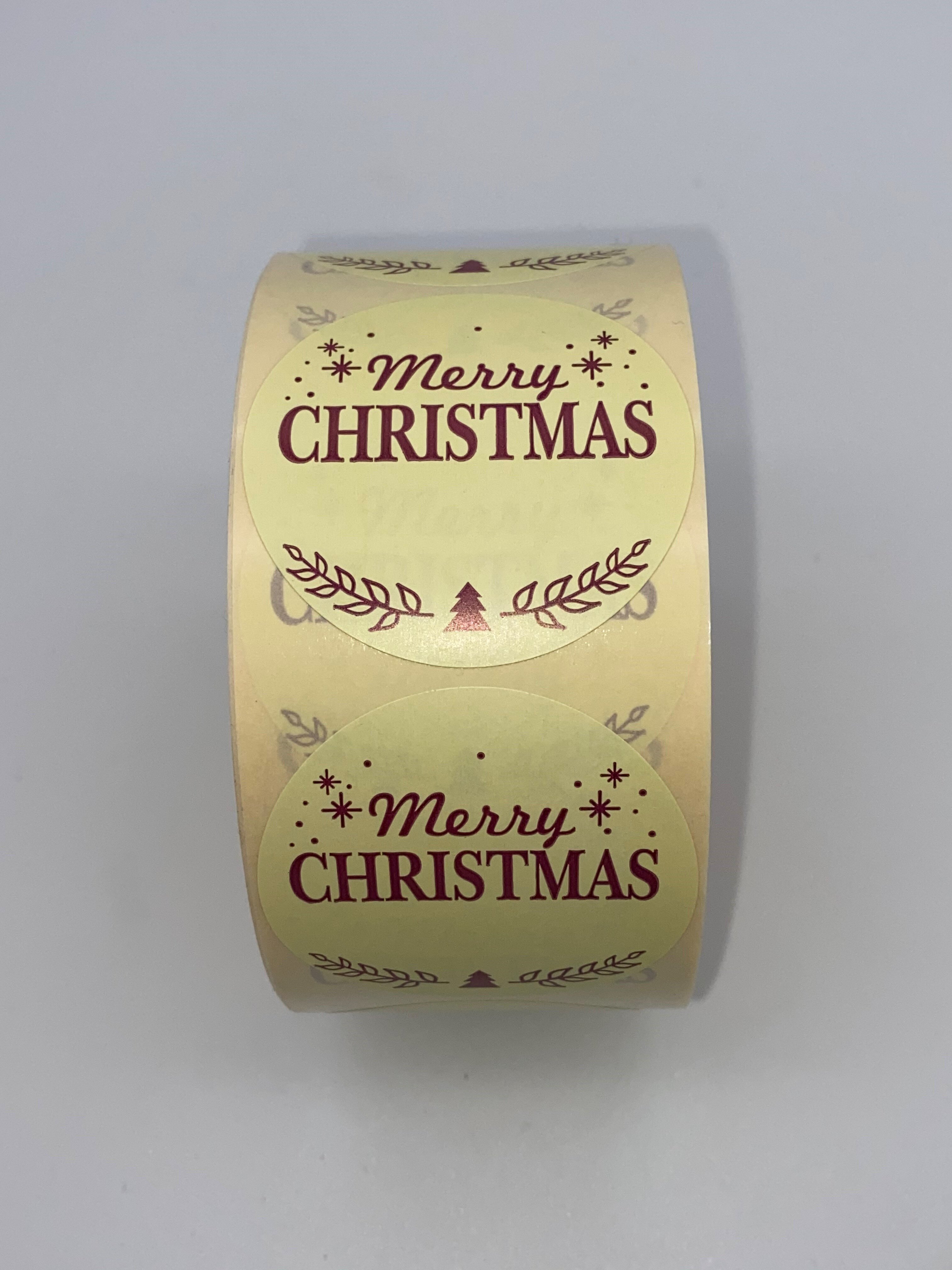 MERRY CHRISTMAS MATT TYPE LABEL 49MM ROUND 