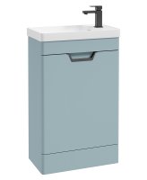 FREYA 55CM 1 DOOR CLOAKROOM FLOORSTANDING VANITY UNIT MATT MORNING SKLY BLUE-MATT BLACK HANDLE