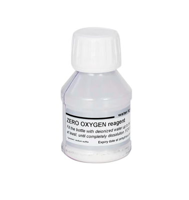 Single-use bottle of zero oxygen standard for dissolved oxygen meter calibration