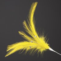 Feathers With Diamantes Yellow - 20cm