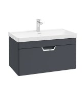 FREYA 80CM 1 DRAWER WALL HUNG VANITY UNIT MATT NIGHT SKY BLUE-BRUSHED CHROME HANDLE