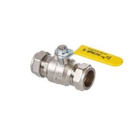 22mm COPPER TO COPPER YELLOW LEVER BALL VALVE GAS