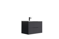 AVARA FLUTED 60CM WALL HUNG UNIT ONLY MATT ANTHRACITE