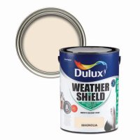 Weathershield Magnolia Colour Swatch & 5L Paint Bucket