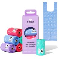 Adios Compostable Dog Poo Bags with Handles On a Roll Rainbow 8x15
