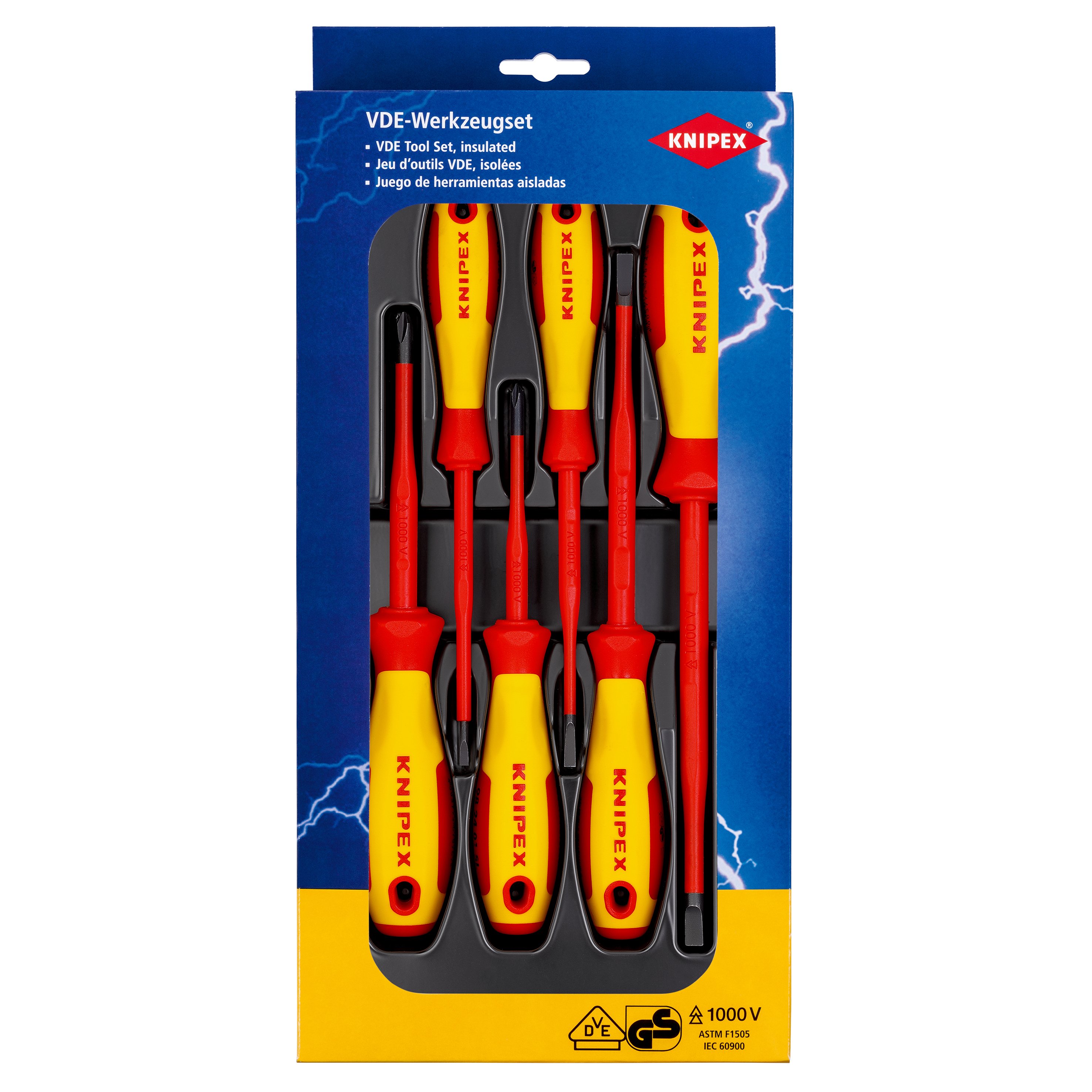 Knipex VDE Screwdriver Set Slotted / Phillips 6 Parts 00 20 12 V02