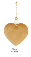 CAMEL VELVET HEART WITH STRING 85MM 72 PACK