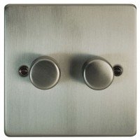 Schneider Ultimate Low Profile 2Gang Dimmer Brushed Chrome | LV0701.2280