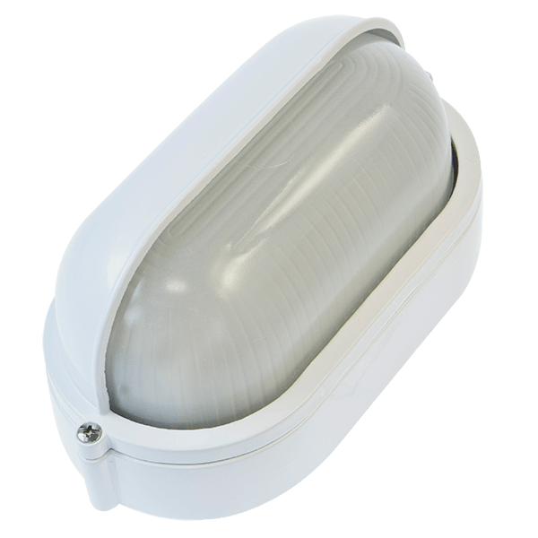 Ovia Barra Oval Bulkhead With Eyelid White IP54
