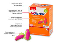 Esko Vortex earplugs, hi-vis pink/yellow, T-shaped, 200 uncorded pairs 