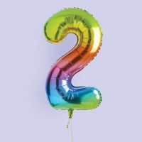 Rainbow Number '2' Foil 34" Balloon