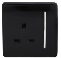 TRENDI 1 GANG 13 AMP SWITCHED SOCKET BLACK