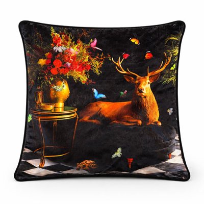 Stately Royal Stag Feather Filled Velvet Cushion &ndash; 60 x 60cm  
