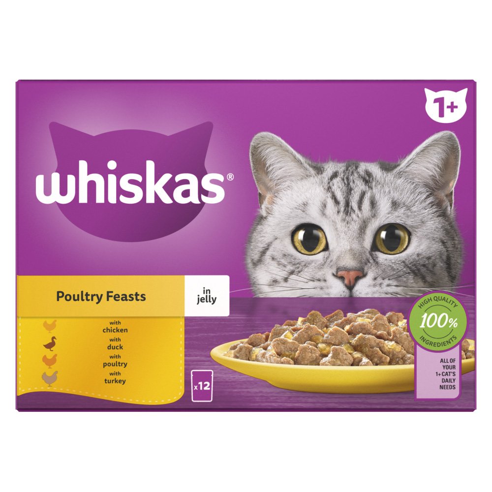 Whiskas Pouch 1+ Cat Poultry Feasts in Jelly