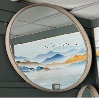 Brown Beige Oval Bevelled Mirror 100x80cm