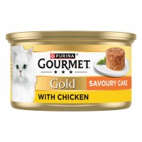 Gourmet 12621200 Gold Tinned Cat Food Savoury Cake Chicken 12x85gm 
