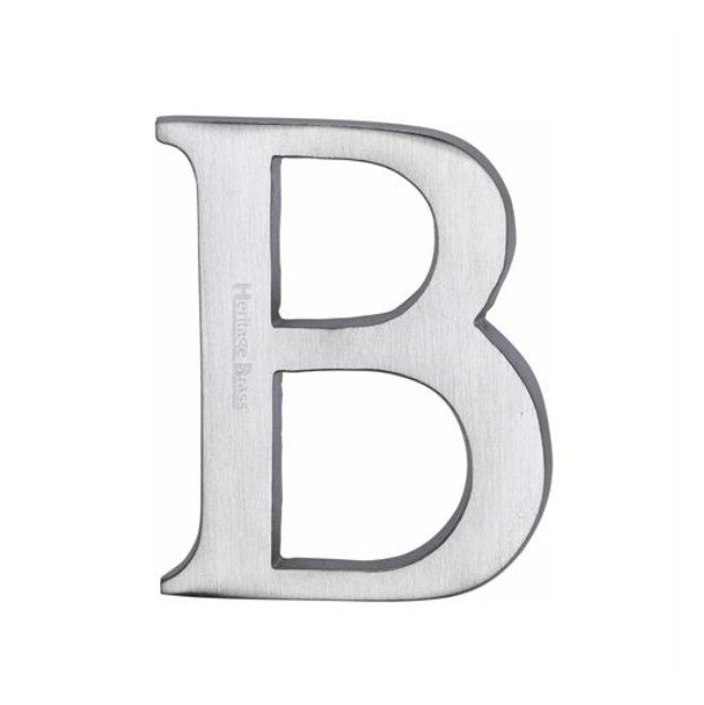 C1565 2 B-SC - Heritage Brass Alphabet B Pin Fix 51mm (2") Satin Chrome Finish