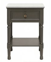 Olive Brown Side Table 1 Drawer 1 Shelf with Hermes Marble 45x35x61cm