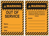 WARNING Out Of Service Lockout Tag
