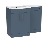 Tucker French Dorking 1100mm Back To Wall Floor Standing L-Shaped Left Hand Basin Unit Matt Alby Blue