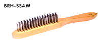 Stainless Steel 4 Row Wire Brush Wooden Handle