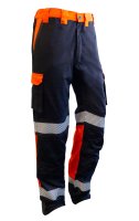 Hi-Vis Cargo Trousers, Ripstop, Black/Orange
