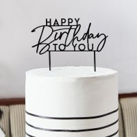 Black 'Happy Birthday To You' Acrylic Cake Topper