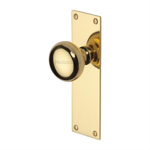 BAL8510-PB - Heritage Brass Mortice Knob on Latch Plate Balmoral Design Polished Brass Finish