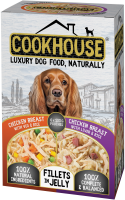 COOKHOUSE Luxury Dog Pouch Fillets in Jelly Chicken & Veg / Chicken & Liver 100g 6pk x 6