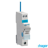 HAGER B-16A RCBO Electronic 1M 1P 6kA 30mA A/AC/Pulsating DC