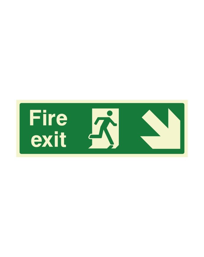 CHECK FIRE FIRE EXIT SIGN DOWN RIGHT DIRECTION 450 X 150MM