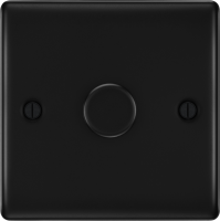 BG NFB81 Nexus Metal Matt Black 1 Gang 200W 2 Way Push On-Off Intelligent LED Dimmer Switch