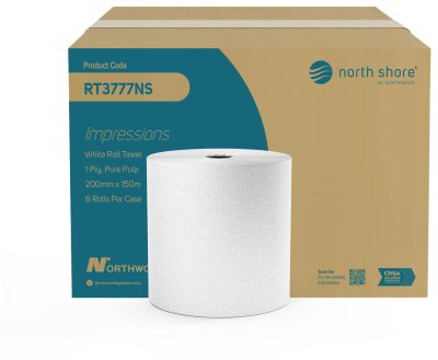 RT3777NS White Embossed Roll Towel