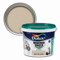 Weathershield Brittas Sand Colour Swatch & 10L Paint Bucket