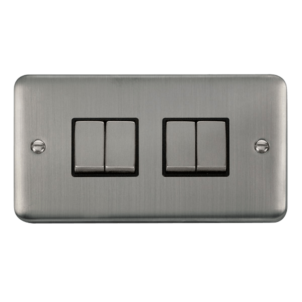 Click Deco Plus 4G 2W Switch Stainless Steel Black Insert DPSS414BK