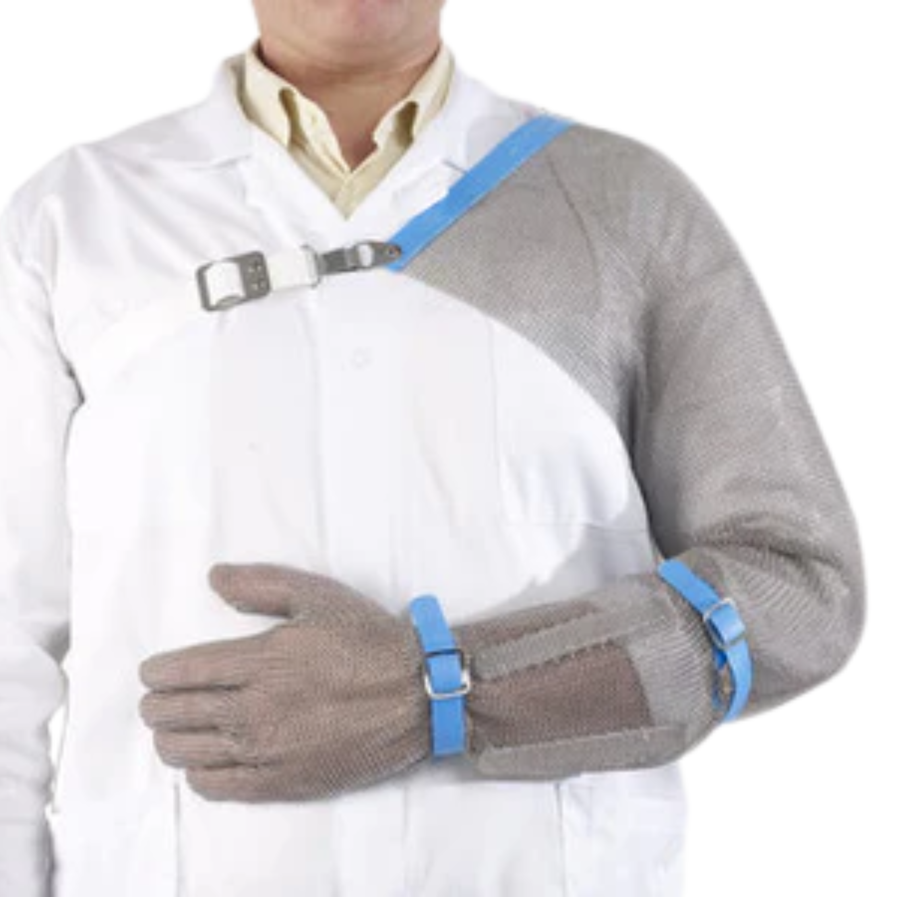 Chain Extra Chainmail Glove, To Shoulder Left Arm, Plastic Strap